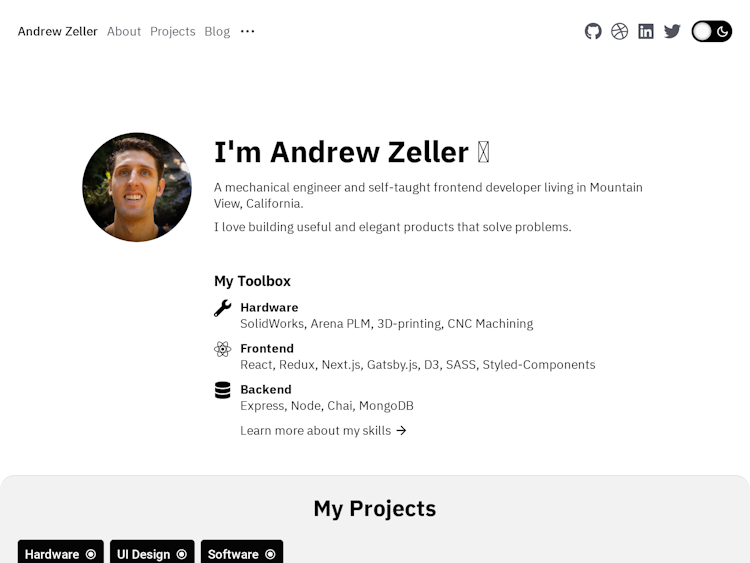 Screenshot of Andrew Zeller