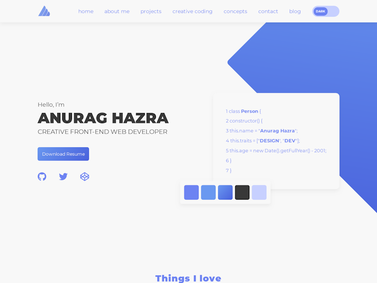 Screenshot of Anurag Hazra’s Portfolio