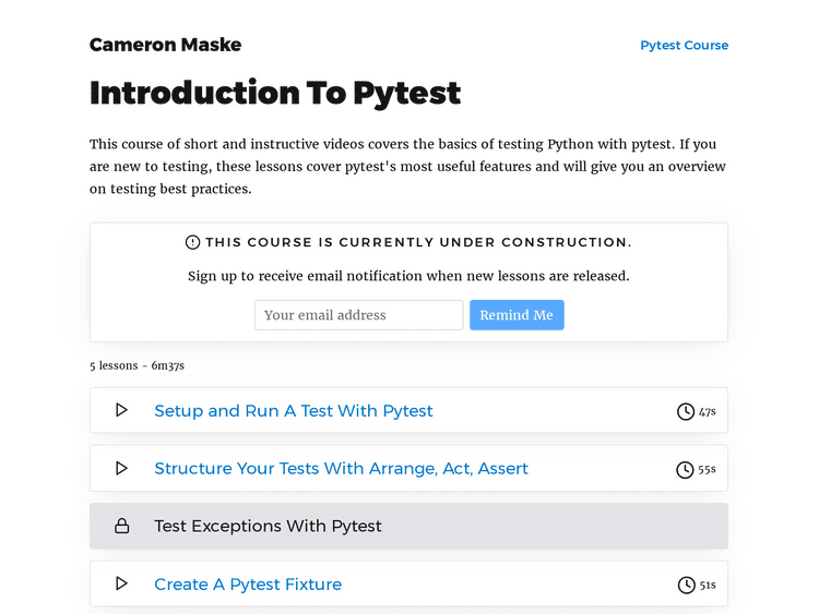 Screenshot of Cameron Maske