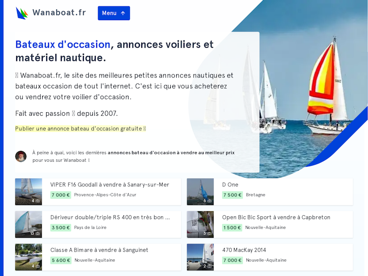 Screenshot of Wanaboat.fr