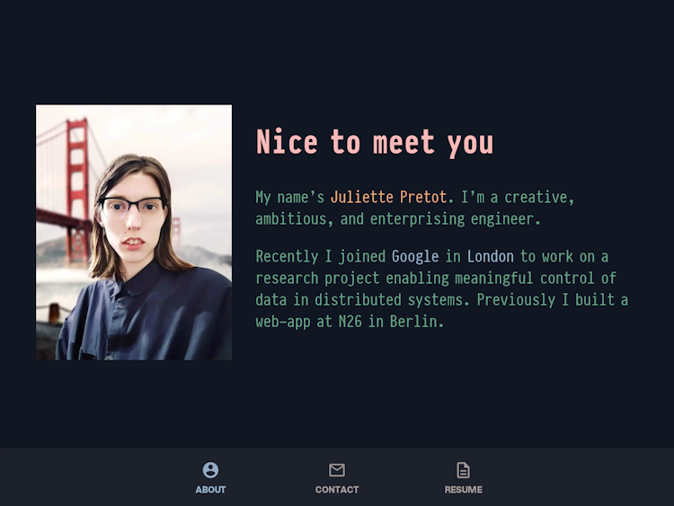 Screenshot of Juliette Pretot’s Portfolio