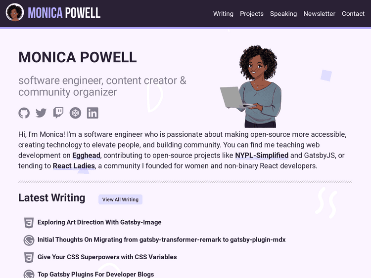 Screenshot of monica*dev