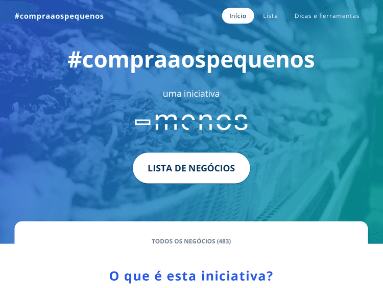 Screenshot of #compraaospequenos: buy local during Covid-19