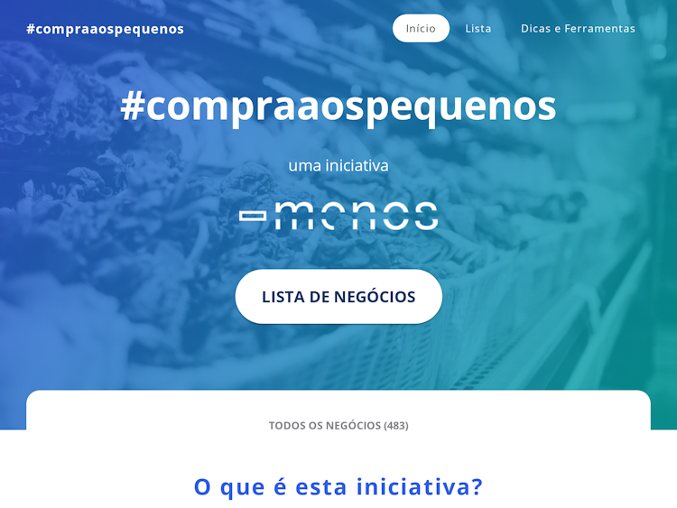 Screenshot of #compraaospequenos: buy local during Covid-19