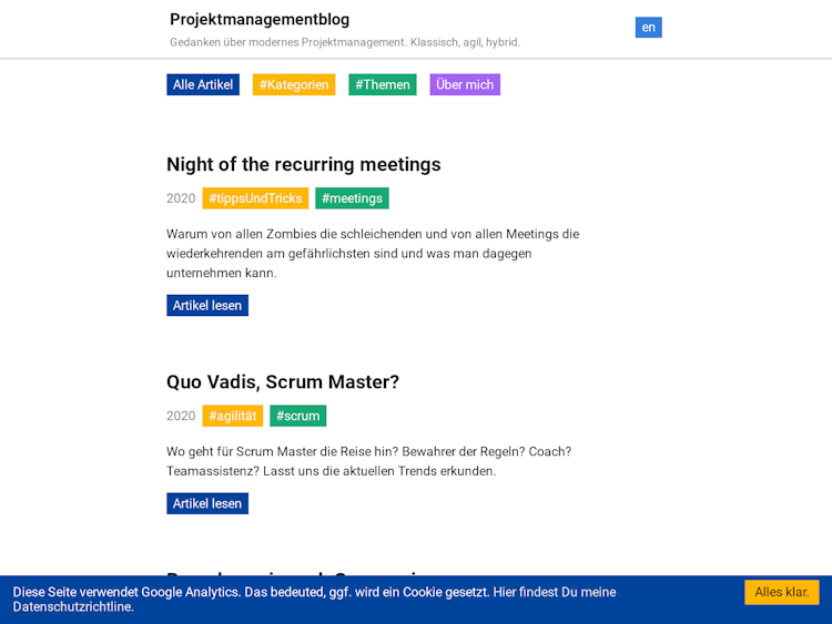 Screenshot of Projektmanagementblog