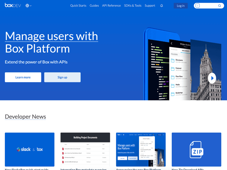 Screenshot of Box Developer Documentation