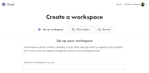 screen shot of creating a new workspace page