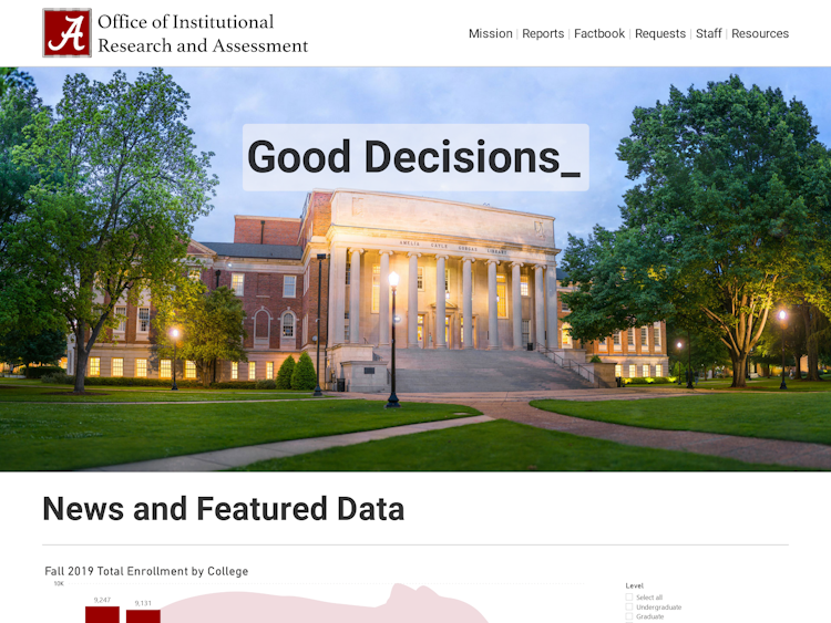 Screenshot of Office of Institutional Research and Assessment
