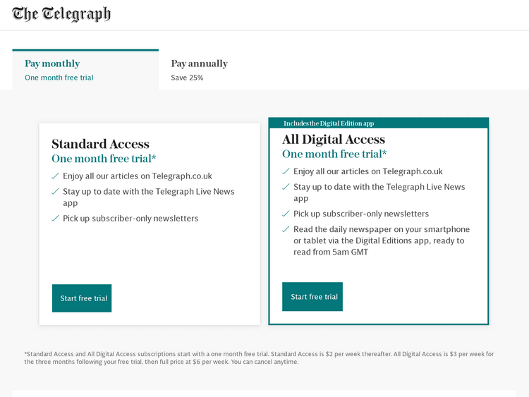 Screenshot of The Telegraph Premium