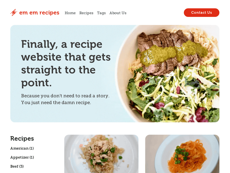 Screenshot of Em Em Recipes