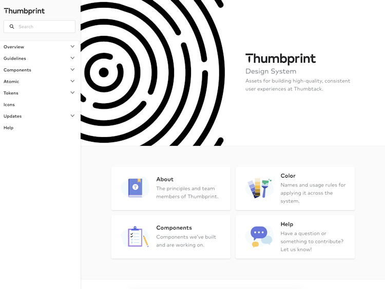 Screenshot of Thumbprint Design System