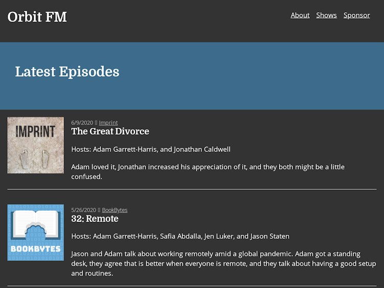 Screenshot of Orbit FM Podcasts