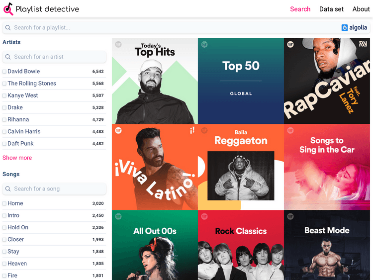 Screenshot of Playlist Detective