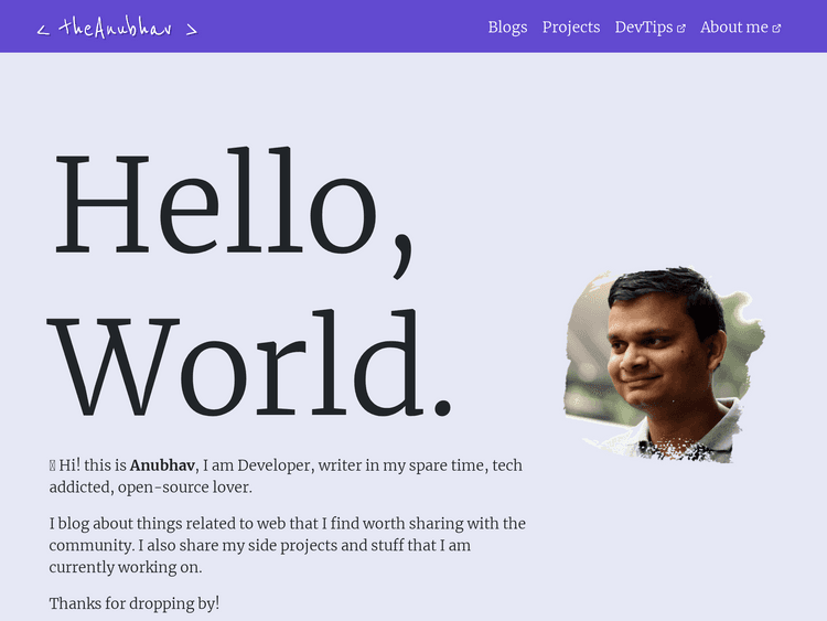 Screenshot of theAnubhav.com