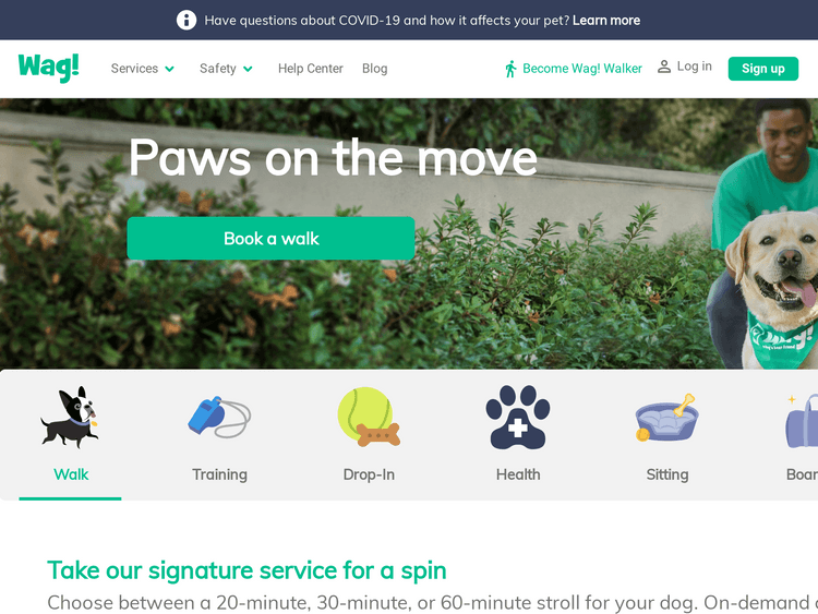 Screenshot of WagWalking