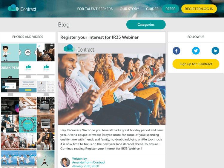 Screenshot of iContract Blog