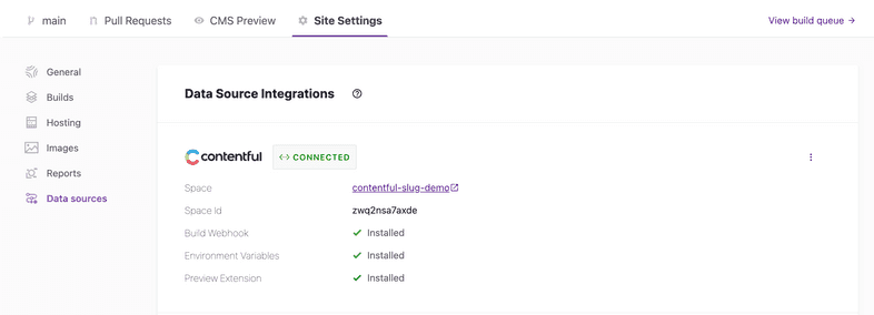 Connected Contentful integration