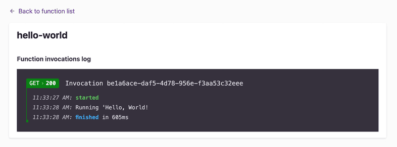 Gatsby Cloud Function Invocations Log