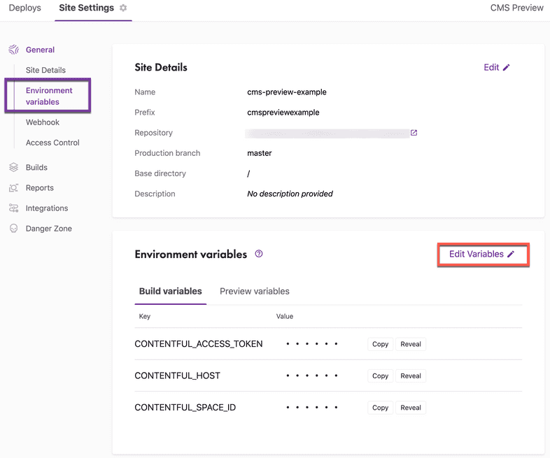 Gatsby Cloud environment variables settings