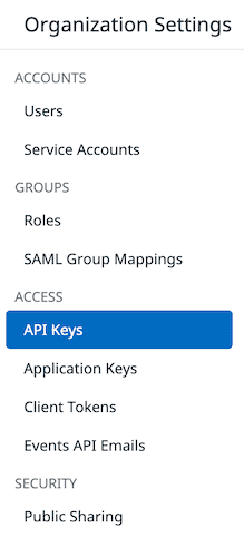Be sure to create an API Key, not an Application Key
