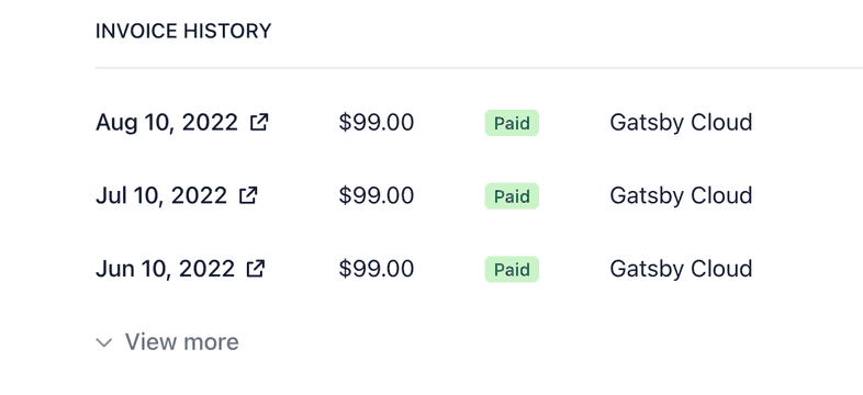 Historical invoices in payment portal